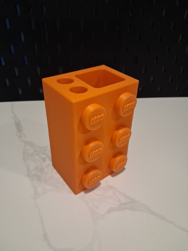Orange Lego Toothbrush  / Toothpaste Holder