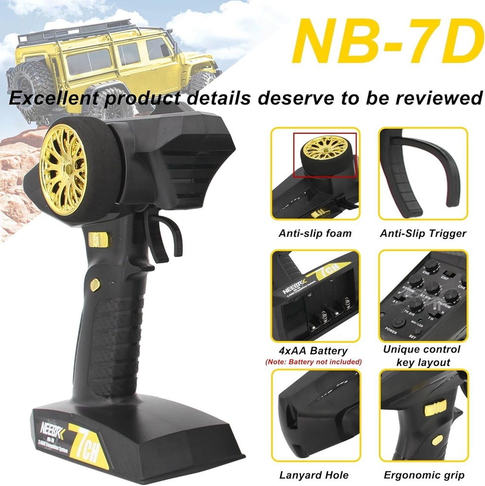 NEEBRC 7 Channels RC Transmitter with Receiver Built-in Light Control System ...