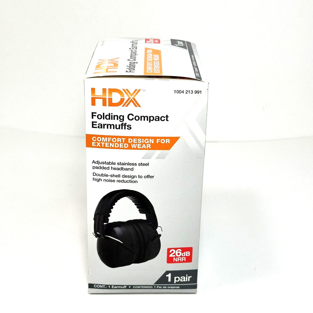HDX Folding Compact Earmuffs-Double Shell Noise Reduction 26 db