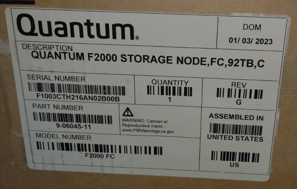 Quantum F2000 Storage Node 90604511 F2000 Tested NO HDD/SSD/CPU/CADDYS OPEN BOX