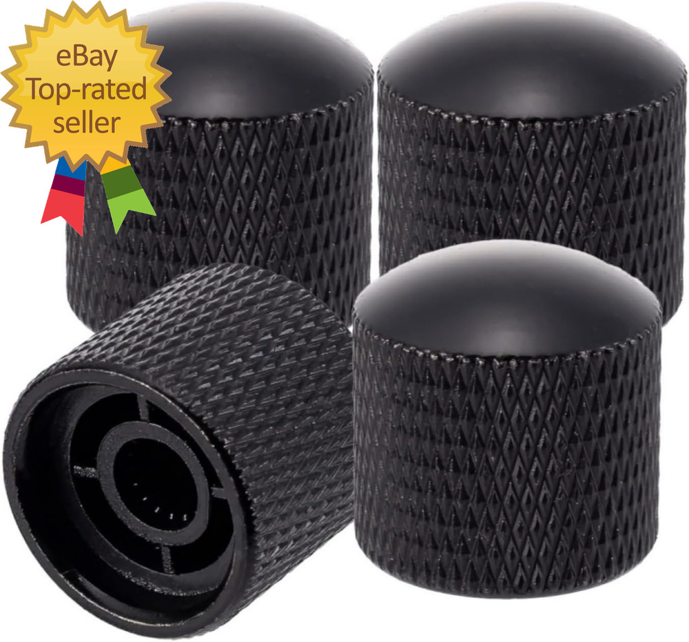 4Pcs Black Metal Guitar Control Knob Volume Tone Control Dome Knobs Guitar