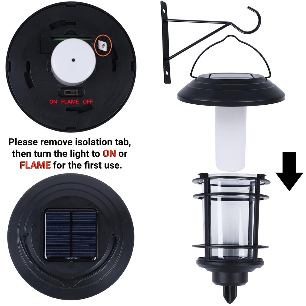Dynaming 4 Pack Solar Flame Wall Lanterns Outdoor, Solar Powered Wall Mounted Sc