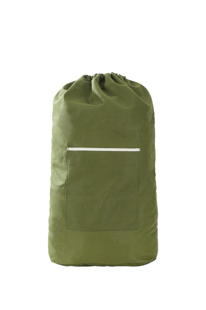 Washable Canvas Laundry Backpack with Large Front Pocket and Drawstring Closure