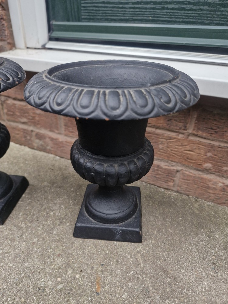 Pair Cast Iron Minature Classical Urns