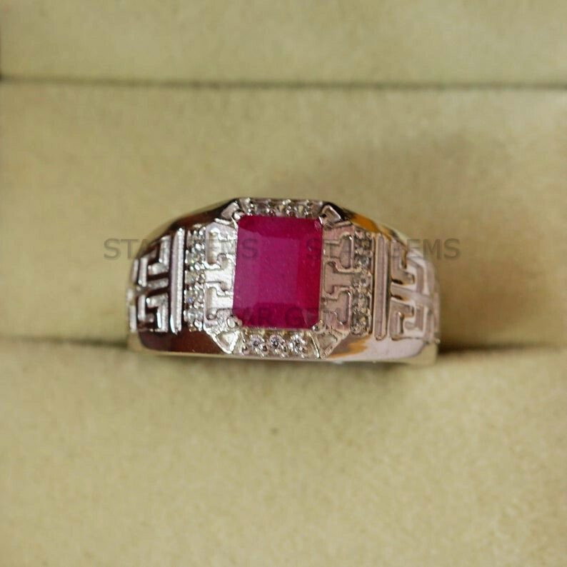 Natural Ruby Gemstone Ring 925 Sterling Silver Ring For Men’s Personalized Gift