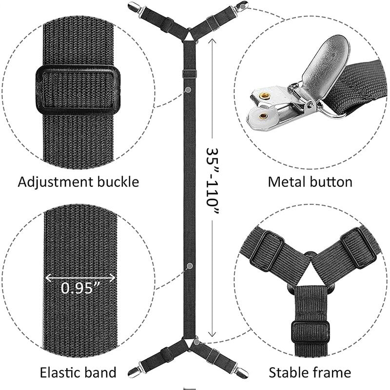 Bed Sheet Fasteners Straps - Adjustable Secure and Sheet Holder Straps 2 Pack