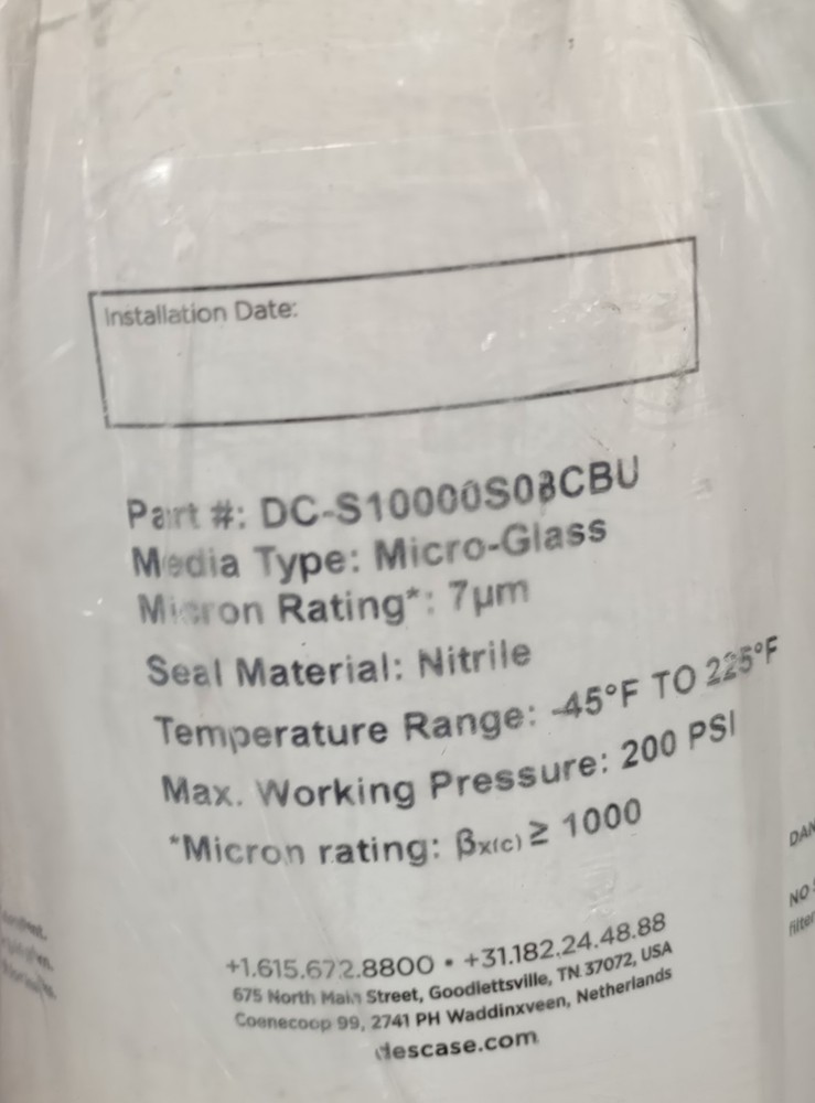 Des-Case Filter Element DC-S10000S0BCBU 200 PSI