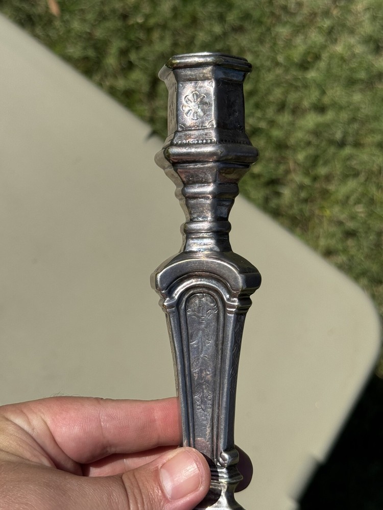 Antique Louis XIV Silvered Bronze Candlestick