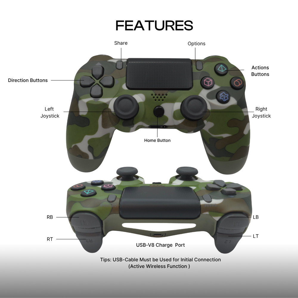 Wireless Game Controller – Green Camo Edition, Universal Bluetooth Gamepad