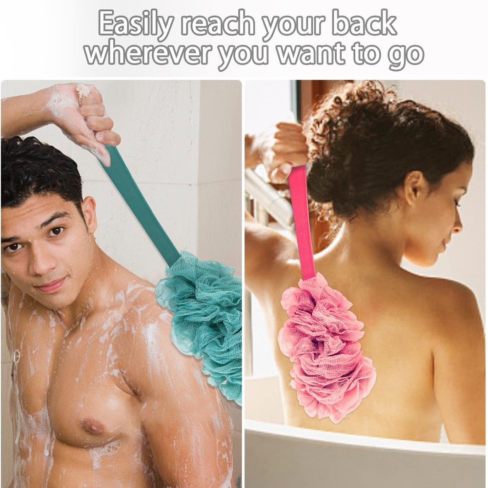 4 Pack Long Handle Back Scrubber Loofah Brush