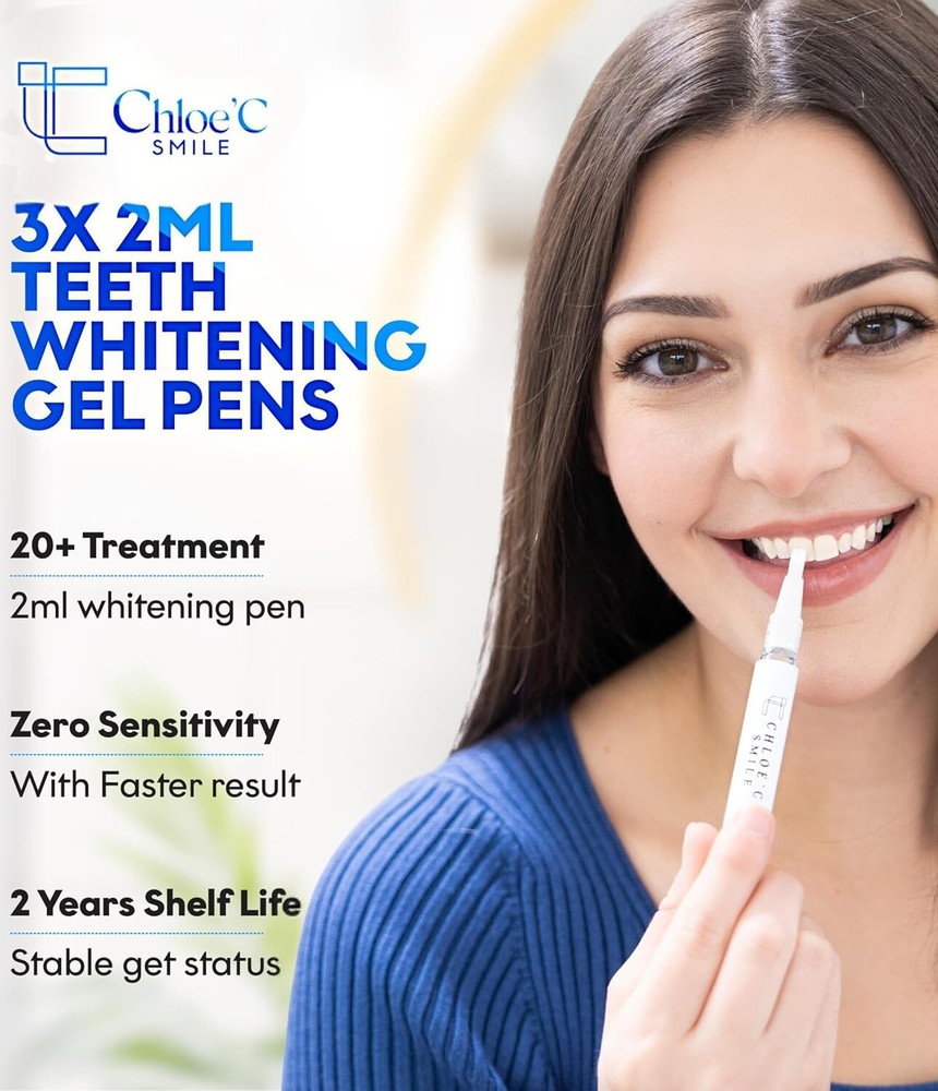 Teeth Whitening Kit Professional with UV Case LED Light for Sensitive Teeth Fast