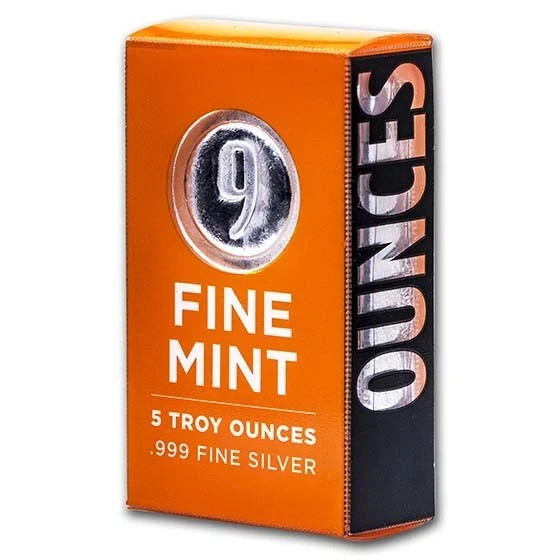 9Fine Mint 5 oz Cast Poured Silver Bar