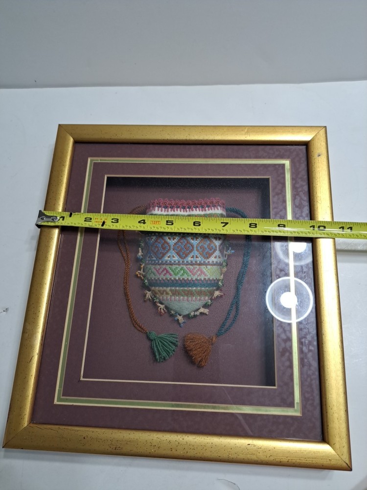 Vintage Framed Small Embroidered & Beaded Drawstring Purse/Pouch