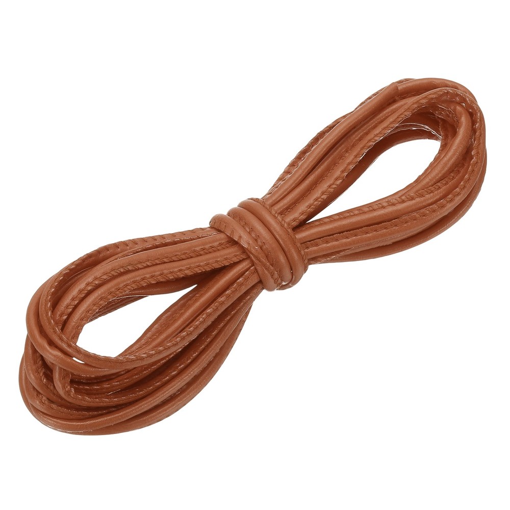 Round Leather Cord, 4mm x 5.5 Yards PU Leather String Rope, Light Brown