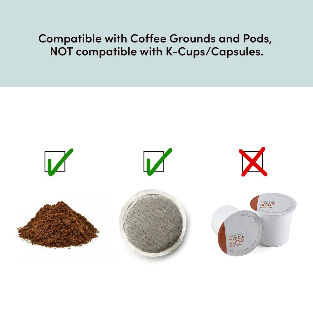 Compact Single-Serve Coffee Maker with 14Oz Thermal Mug, Compatible with Grounds