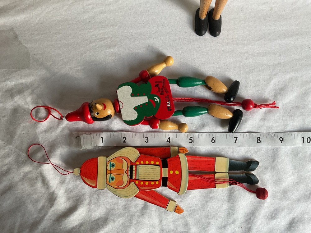 Italian Wood Pinocchio Jumping Jack Pull String & Nutcracker pull string toy