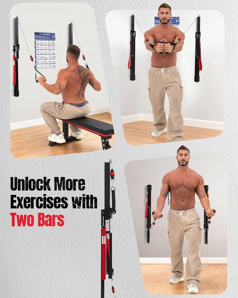 Cable Machine Home Gym Wall-Mount Exercise & Workout Equipment W/ Adjustable