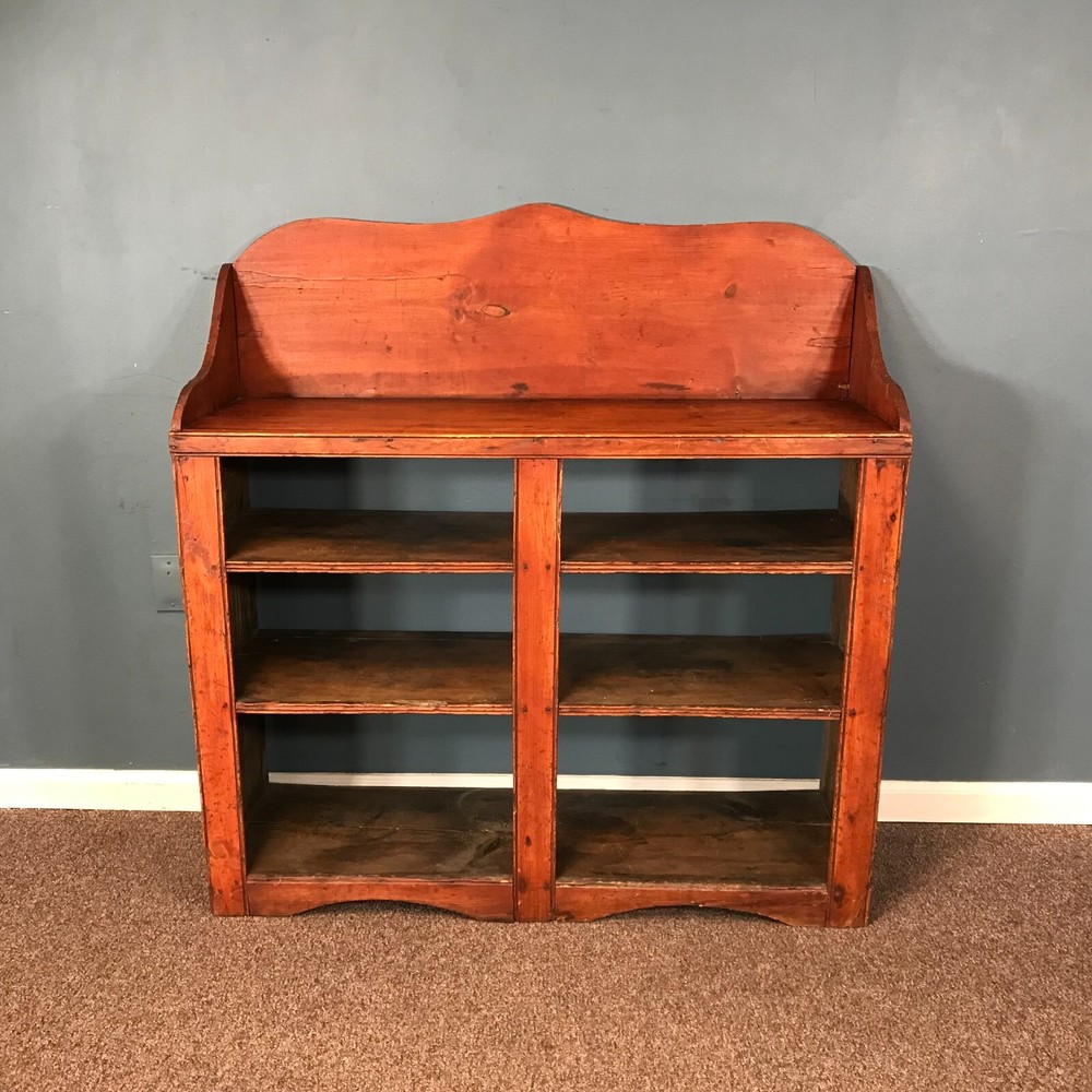 Primitive Country Open Face Pine Red Washed Sideboard
