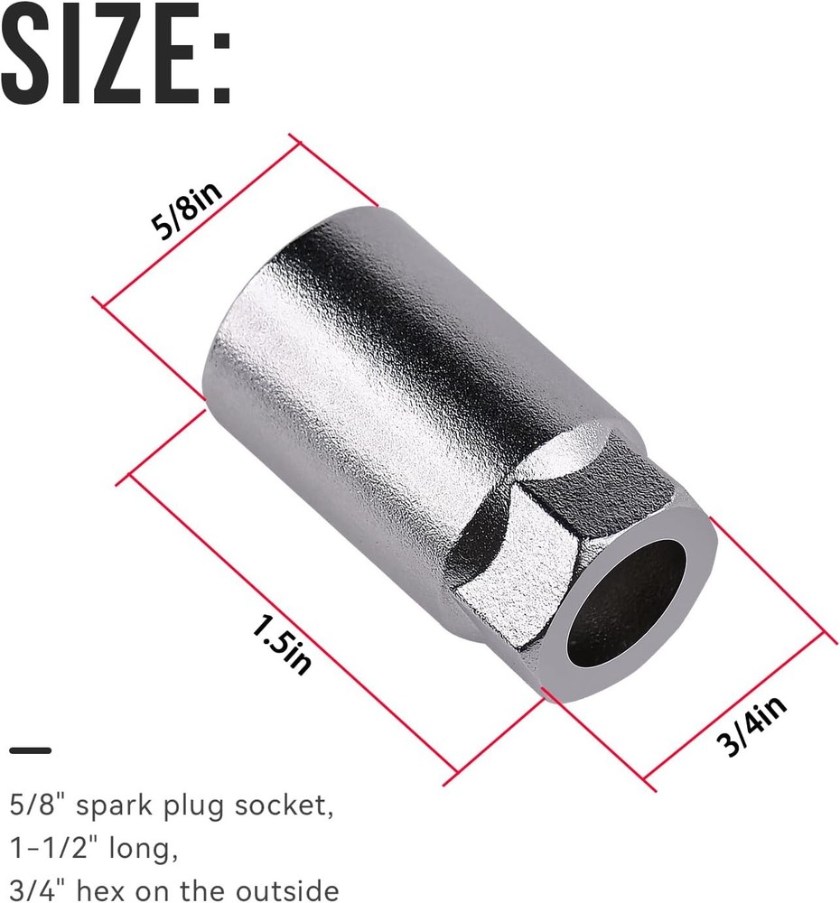 5/8" Spark Plug Socket Fits Headers, Snowmobiles, motoRcycles ,Tight Clearance