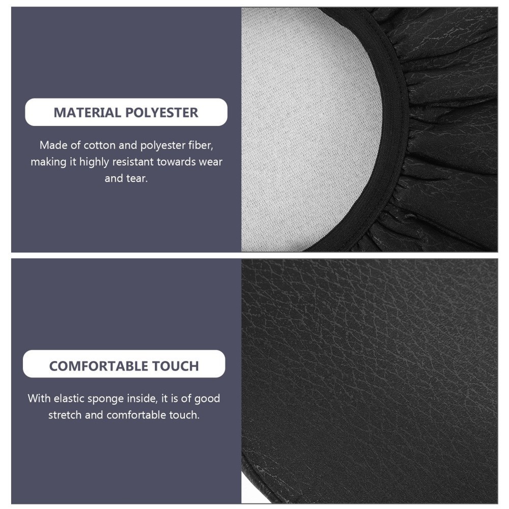 Round Stool Cushion Cover Black Slip Resistant Elastic Protector
