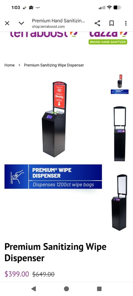 Terraboost Premium Sanitizing Wipe Dispenser
