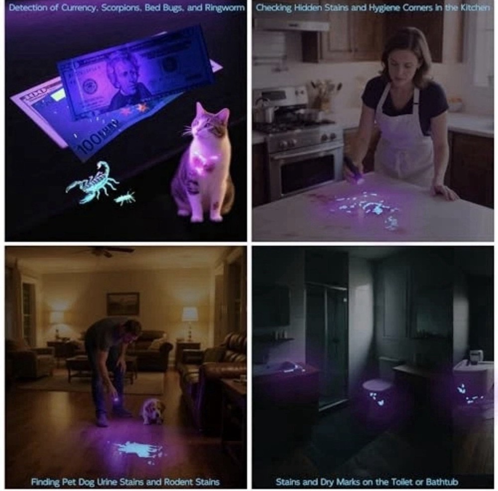 UV Flashlight Black Light–Small Portable Mini 12 LED Blacklight Box Damage
