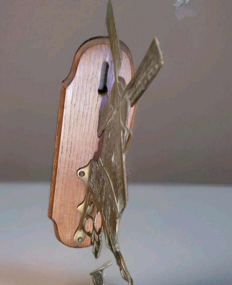 VTG.Fireplace Tool Holder? Windmill Solid Brass Wall Mount- RARE