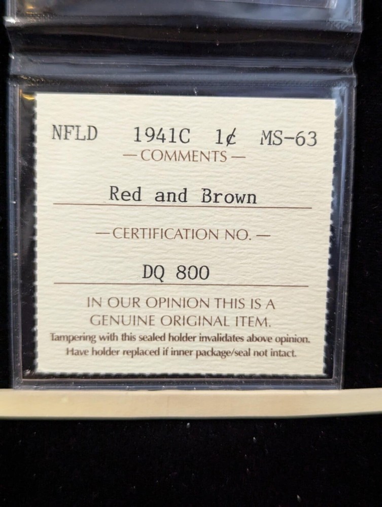1941c, ICCS Graded, Newfoundland Small One Cent, **MS-63** DQ 800