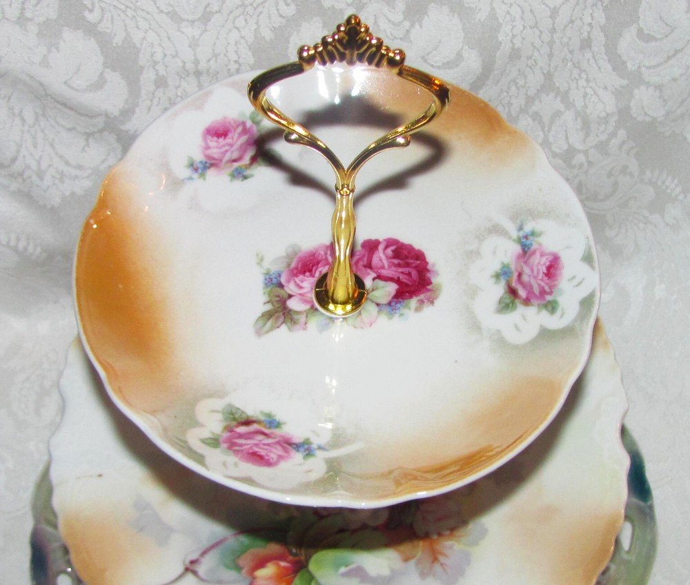 Custom Three Tier Tea Party Cake Stand Made With Antique Lusterware Plates