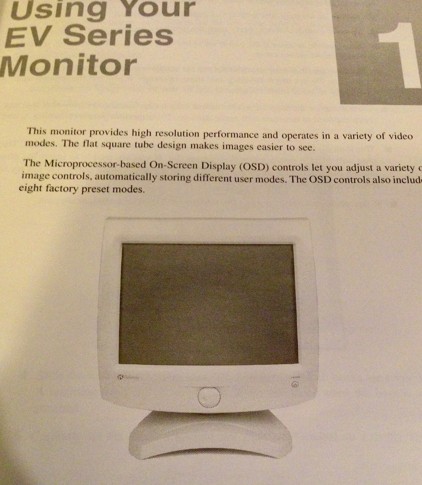 Gateway EV Series Monitor User's Guide Vintage Computing Early 2000’s
