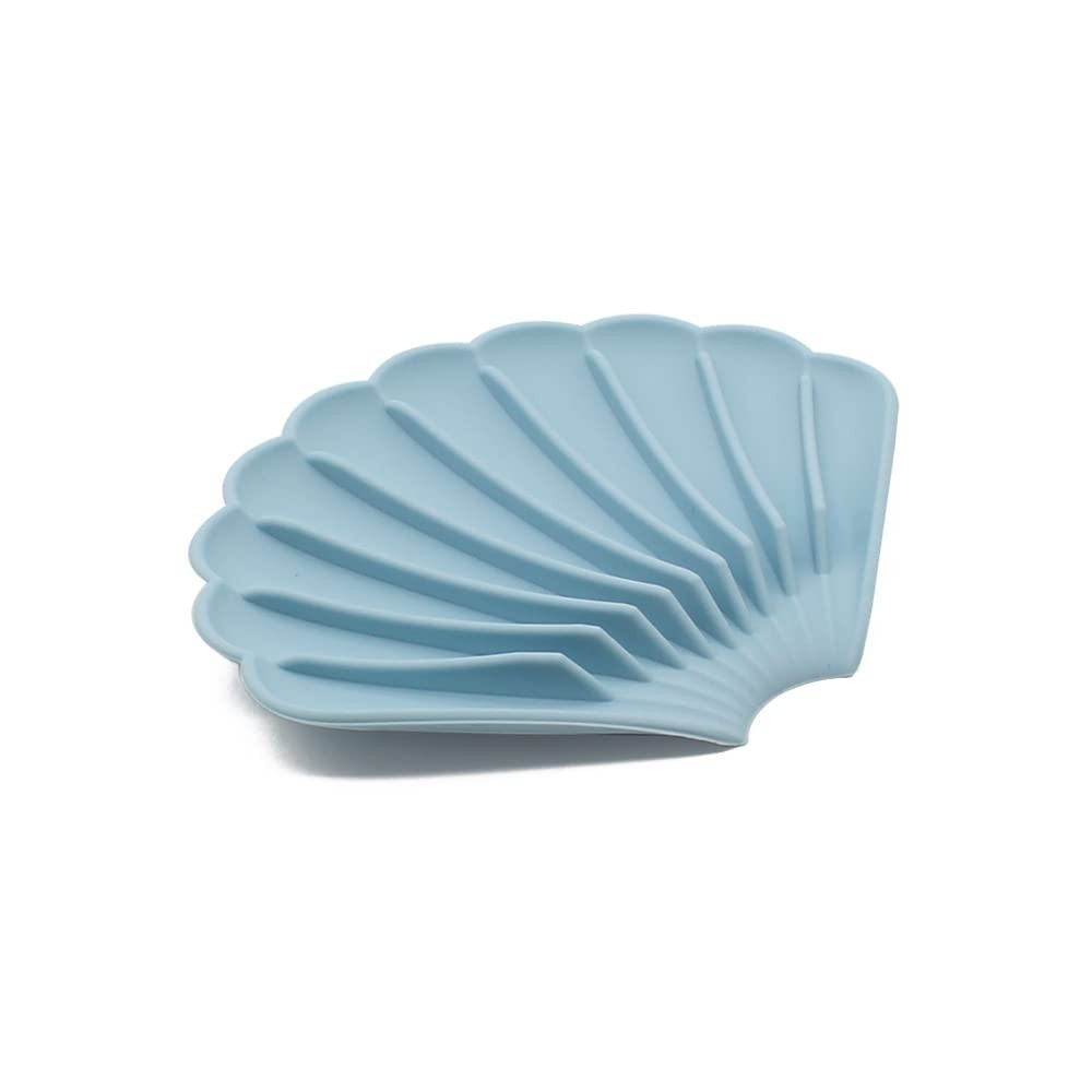 Universal Silicone Self draining Soap Box - Milk Blue Shell