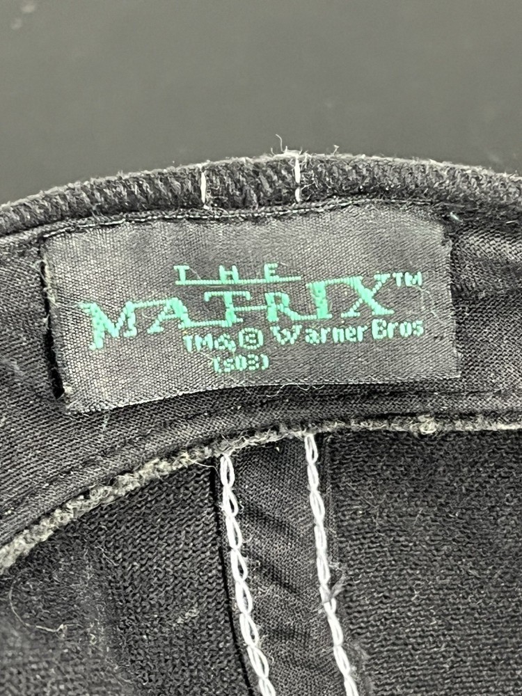 The MATRIX Reloaded Black Baseball Cap w White Stitch + Adjustable Strap Used