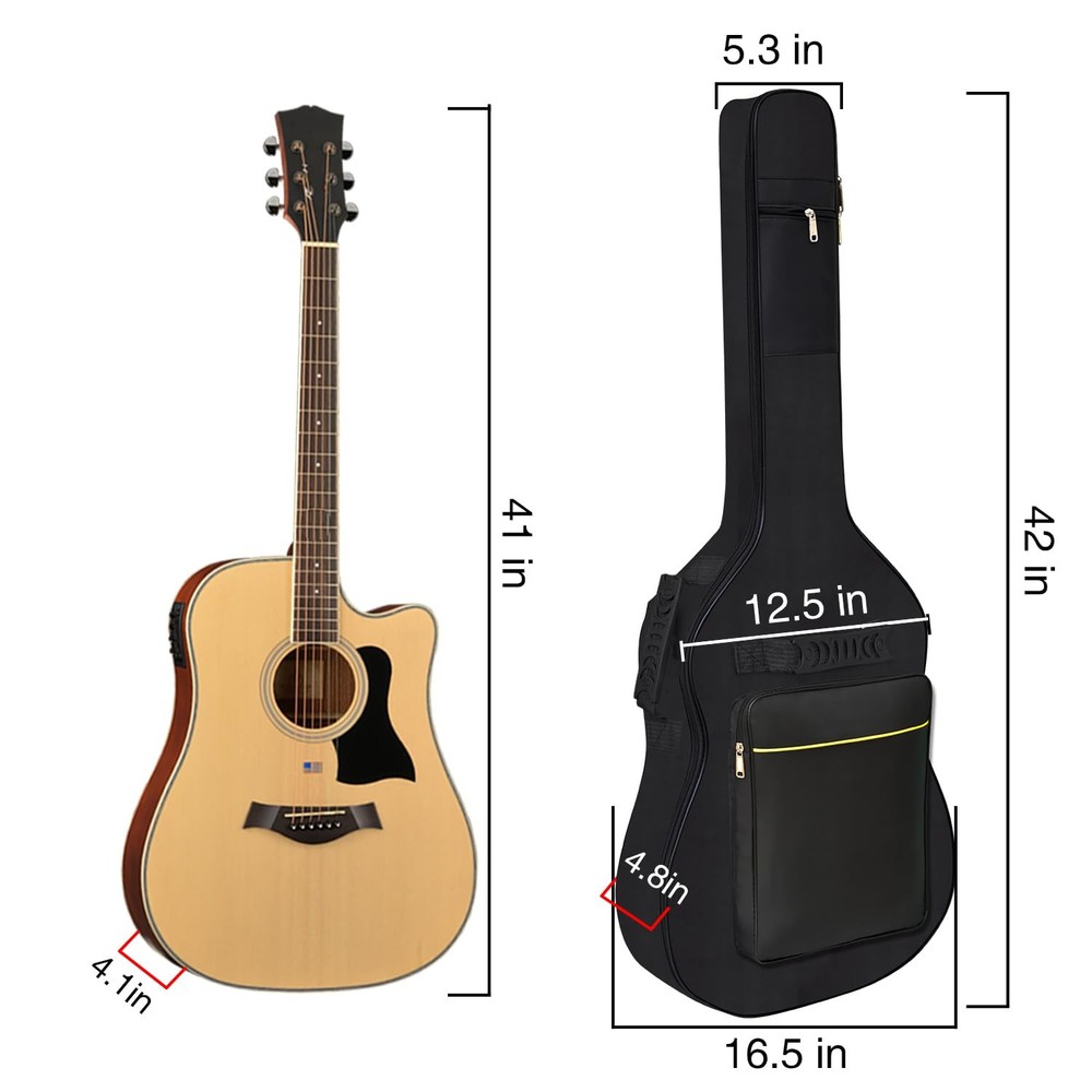 Acoustic Guitar Bag Thick Padding Waterproof Dual Adjustable Shoulder Strap
