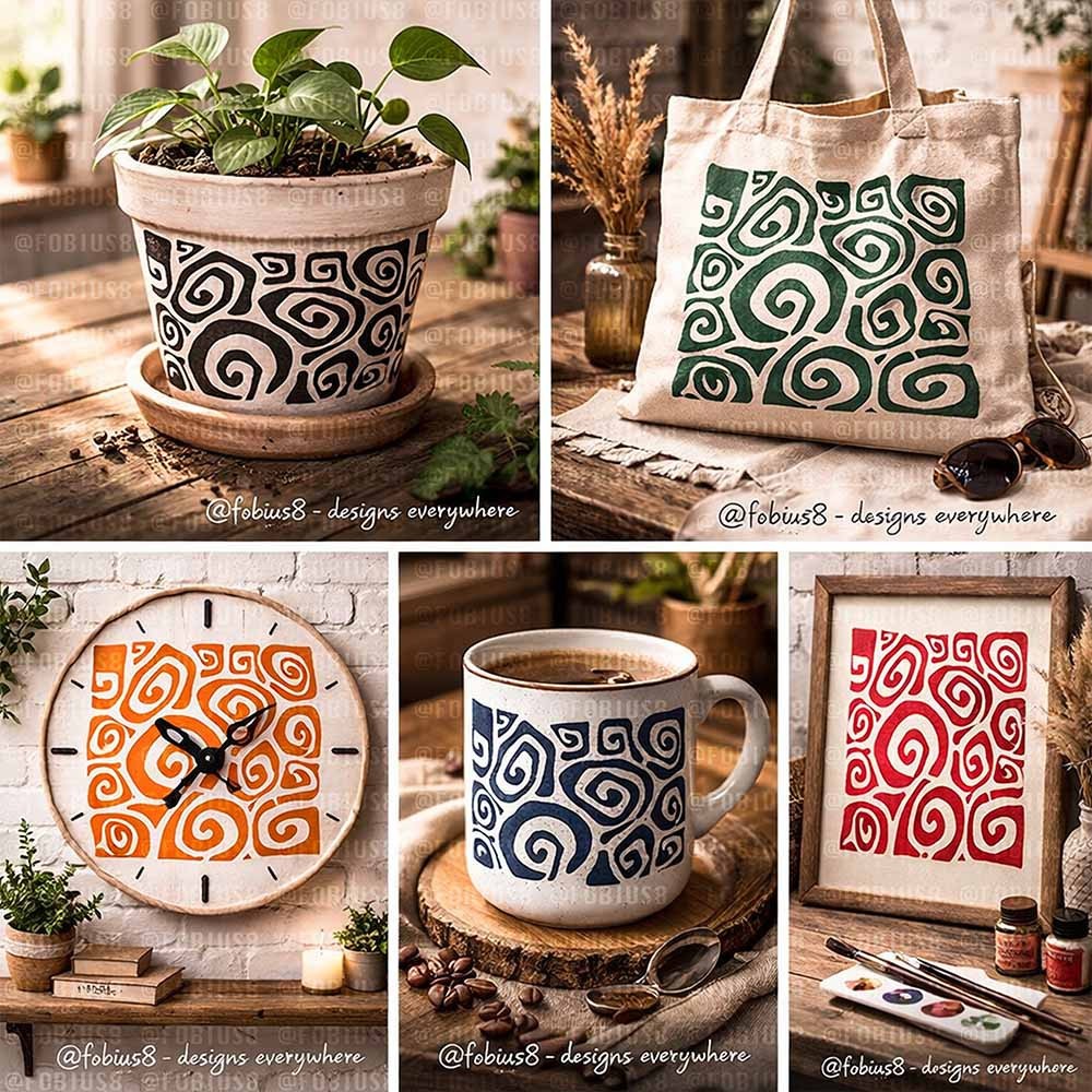 Abstract Swirl Stencil - Modern Pattern 10 Mil Mylar Template