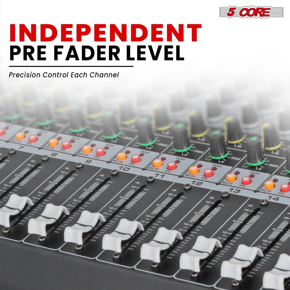 5Core Professional Audio Mixer 16 Channel DJ Mixing Board Bluetooth USB Analog