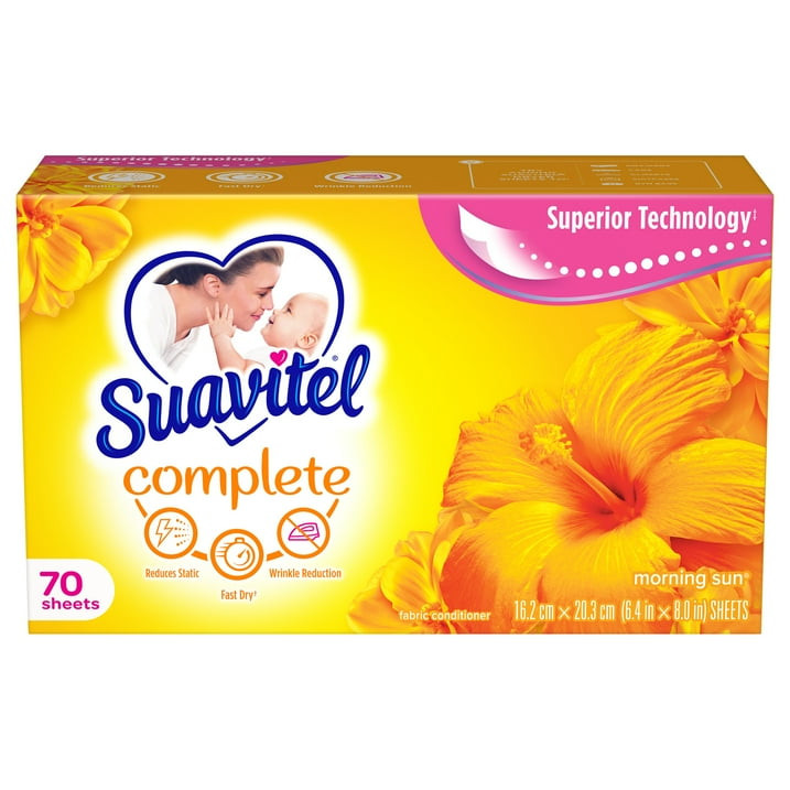 Suavitel Complete Dryer Sheets, Morning Sun, 70 Sheets