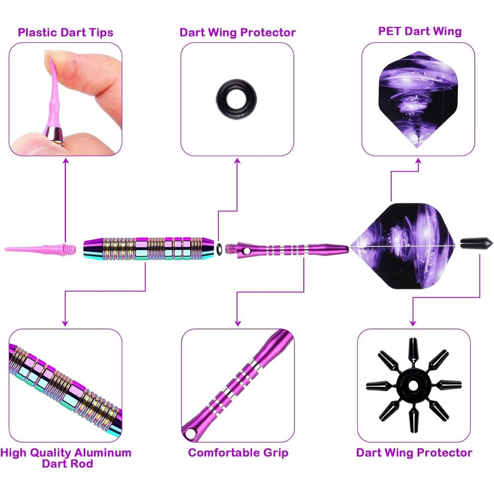 Soft Tip Darts Set - Darts Plastic Tip Sets, 3Pack Professional Plastic Tip D...