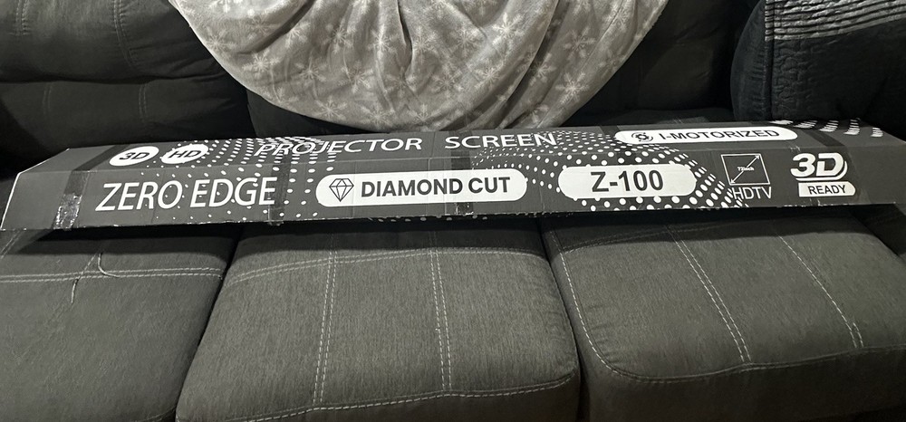 72” Zero Edge Z-100 3D Ready Projector Screen Diamond Cut I-Motorized