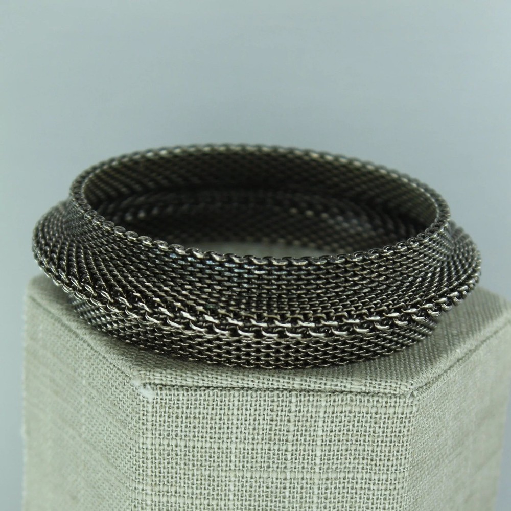 Wire Mesh Bracelet - Handsome Dark Metal Bangle