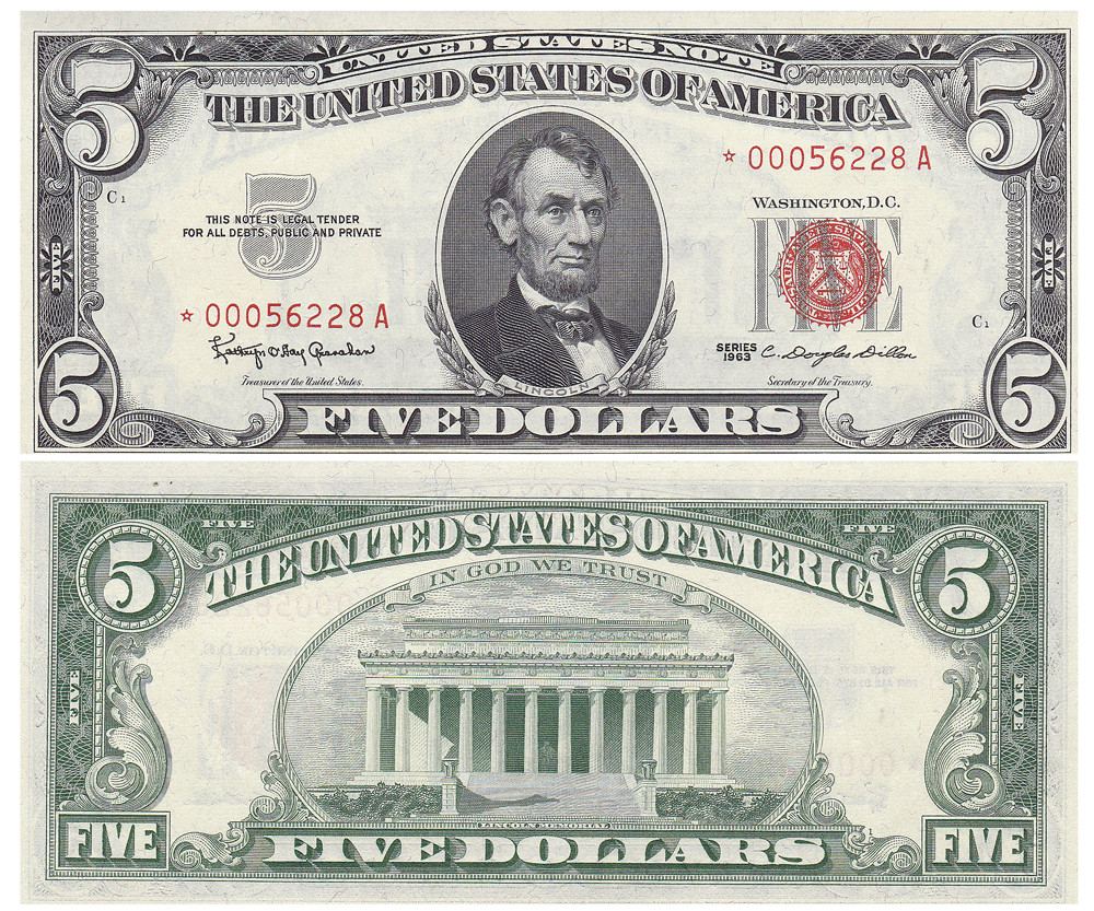 1963 $5 Legal Tender Star Note FR 1536* Uncirculated