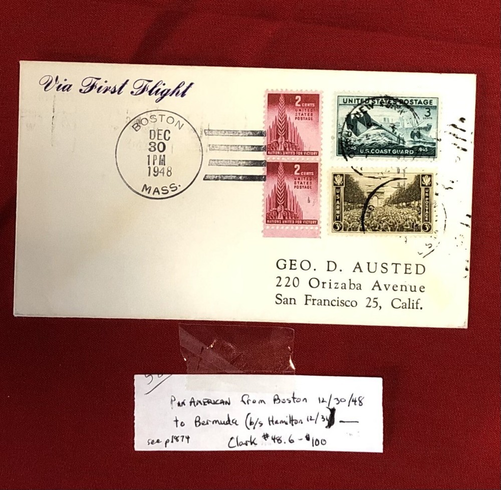 30.12.1948 06.01.1949 Bermuda First Flight Boston - Bermuda
