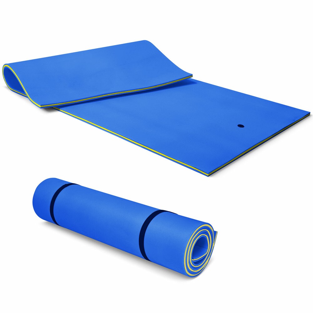 Modern 12' x 6' Floating Oasis Foam Mat 3-Layer Floating Water Pad Blue