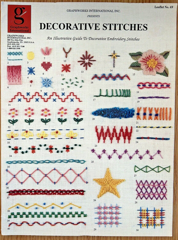 Rare! Graphworks Decorative Embroidery Stitches, Leaf 69, 1993