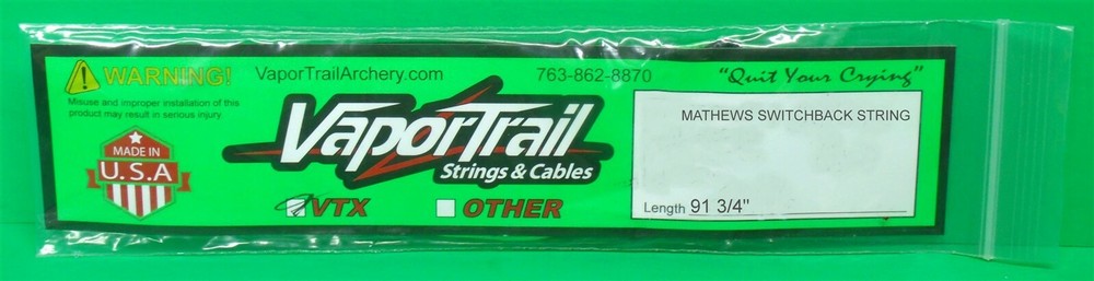 New VaporTrail VTX Premium Replacement String for Mathews Switchback - 91 3/4"