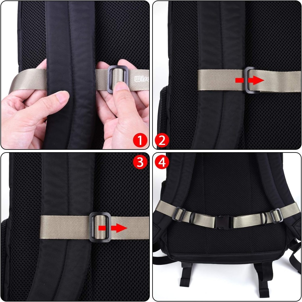 Heavy Duty Backpack Chest Strap Adjustable Nylon Buckle Unisex Khaki