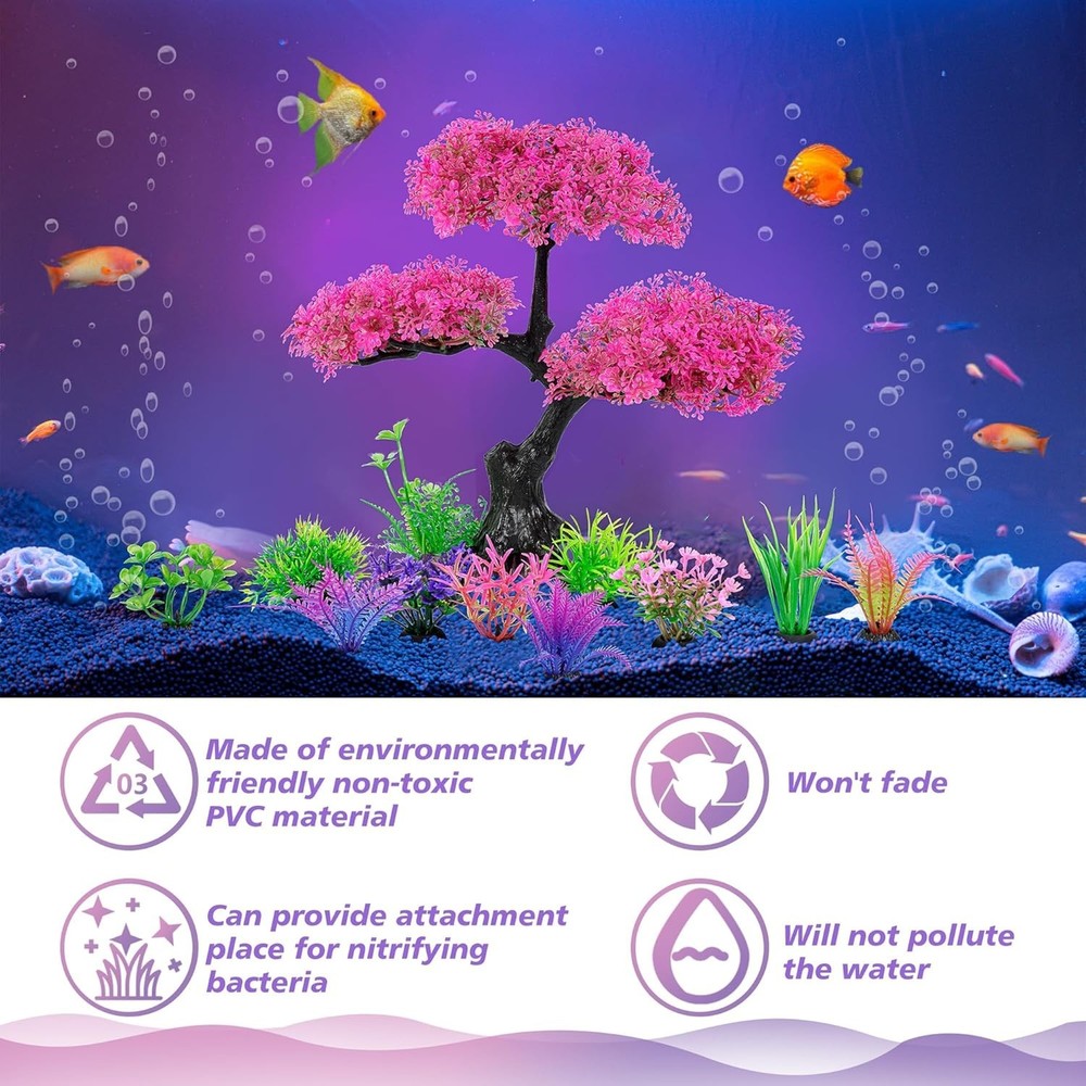 Artificial Cherry Blossom Aquarium Decorations - Safe, No Maintenance Required!