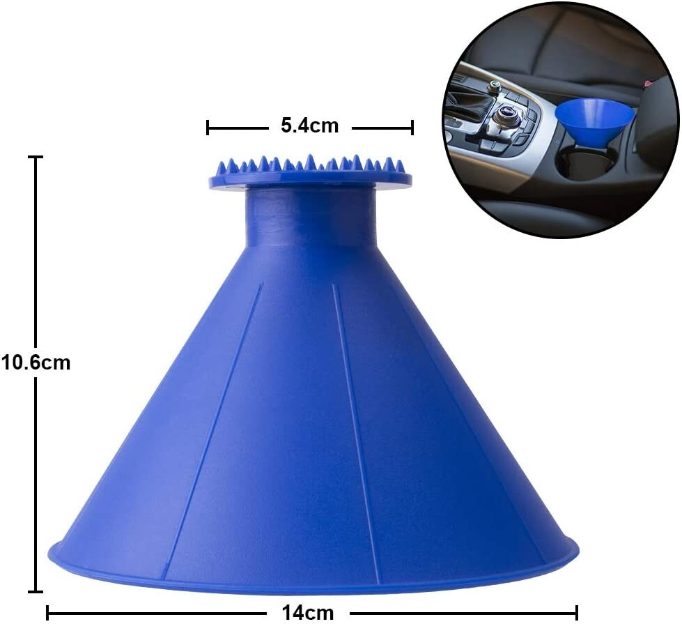 Ice Scraper Auto, Car Windscreen Ice Shaped Multi-Function Cone Fueling Funnel