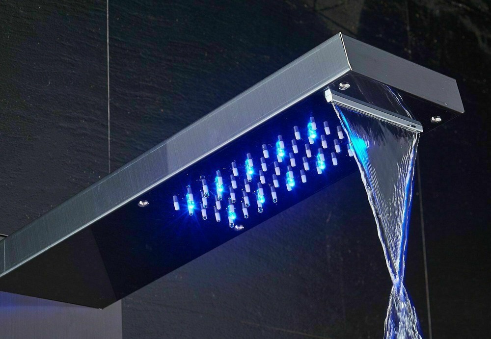 ELLO&ALLO Led Rainfall Waterfall Shower Panel Tower Rain Massage Body System Jet