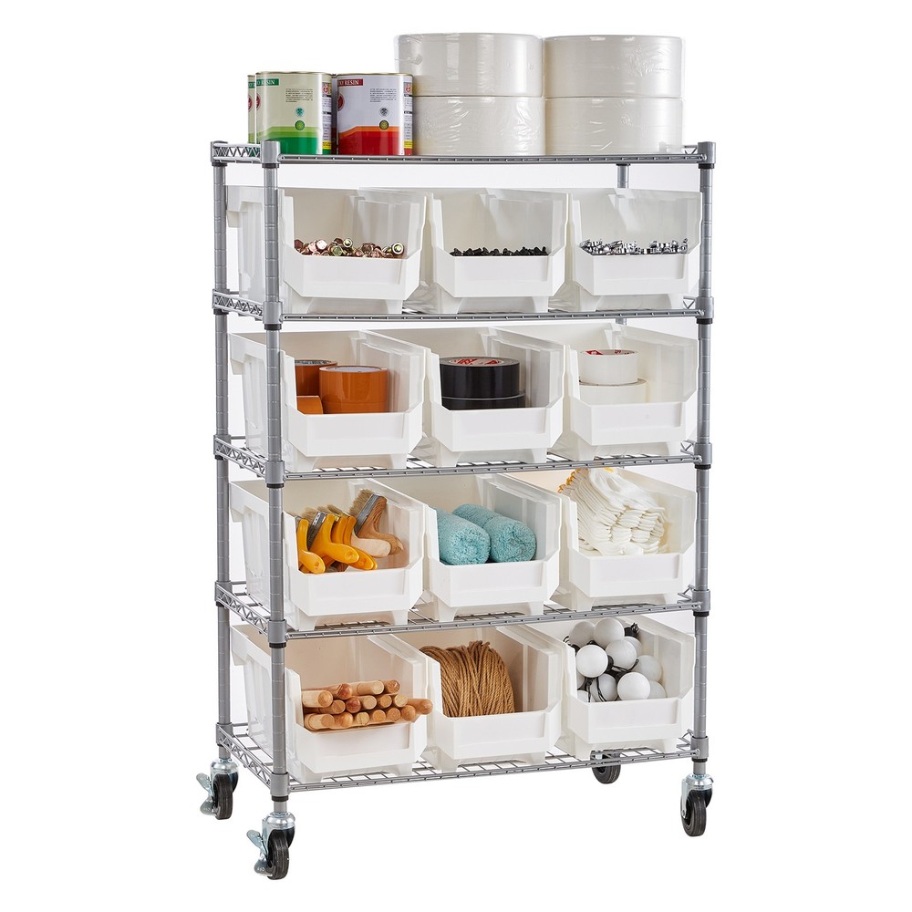 Uimoso 5-Tier Rolling Storage Rack with 12 Removable Bins