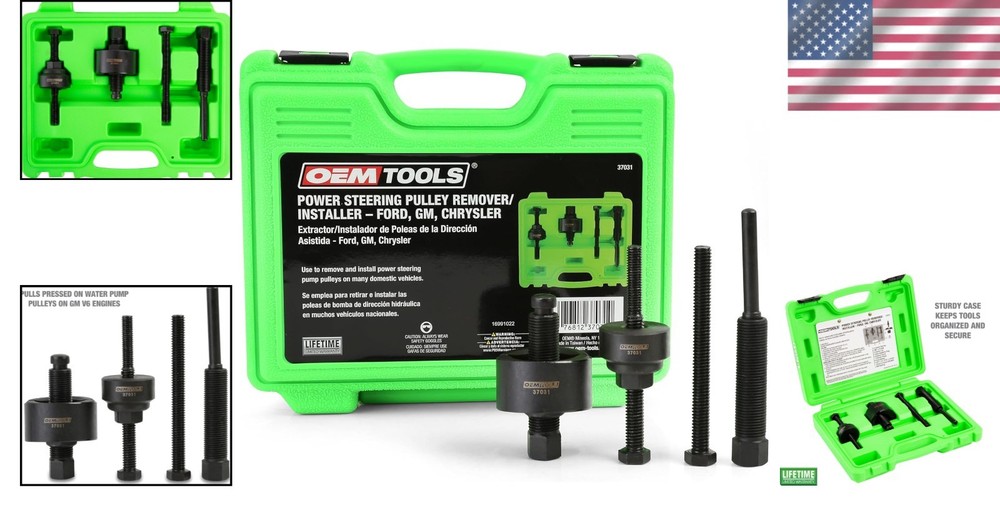 Versatile Power Steering Pump Pulley Tool Set - Fits Multiple Domestic Vehicles